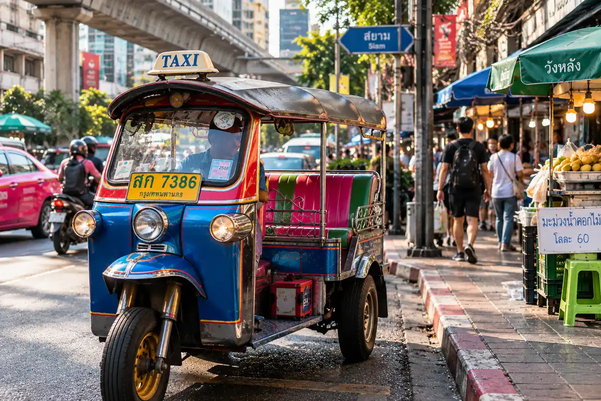 Tuk-tuk dans une rue de Bangkok